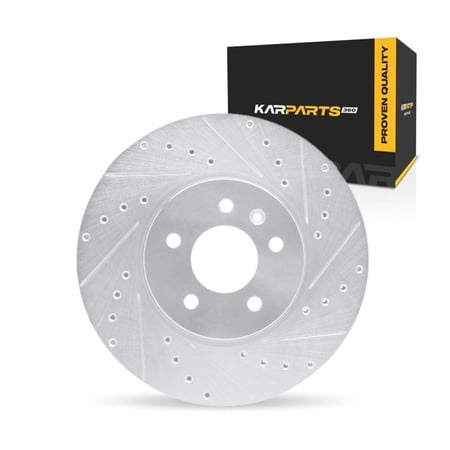 KarParts360 For Cadillac ELR 2014 2015 2016 Brake Rotor Front, Passenger Side | Cast Iron | Vented | Silver Finish | 27 Millimeters/1.06 Inches Discard Thickness | 5 Stud/Lug Hole