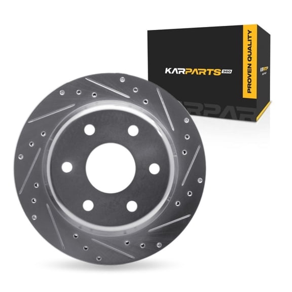 KarParts360 For Cadillac Escalade EXT/ESV/Escalade 2002 03 04 05 2006 Brake Rotor Rear, Passenger Side | Cast Iron | Silver Finish | 28.5 Millimeters/1.12 Inches Discard Thickness | 6 Stud/Lug Hole