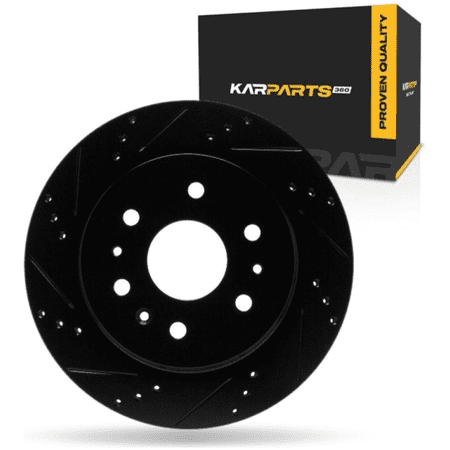 KarParts360 For Cadillac Escalade/Escalade ESV 2021 22 23 24 25 2026 Brake Rotor Rear, Driver Side | Cast Iron | Vented | Drilled And Slotted Style | 18 Millimeters/0.71 Inches Discard Thickness