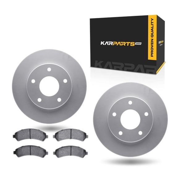 KarParts360 For Chevy Avalanche 1500 2002 03 04 05 2006 Disc Brake Set | Front | Cast Iron Rotor Material | Plain Rotor Style | 5000 Advanced Series | Ceramic Pads | With Brake Pads