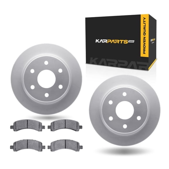 KarParts360 For Chevy Avalanche 1500/Suburban 1500 2003 2004 2005 2006 Disc Brake Set | Rear | Cast Iron Rotor Material | Plain Rotor Style | 5000 Advanced Series Ceramic Pads | With Brake Pads