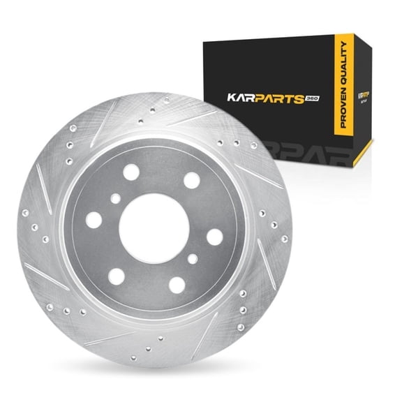 KarParts360 For Chevy Avalanche 2007-2013 Brake Rotor Rear, Driver Side | Cast Iron | Vented | Silver Finish | 18.5 Millimeters/0.73 Inches Discard Thickness | 6 Stud/Lug Hole
