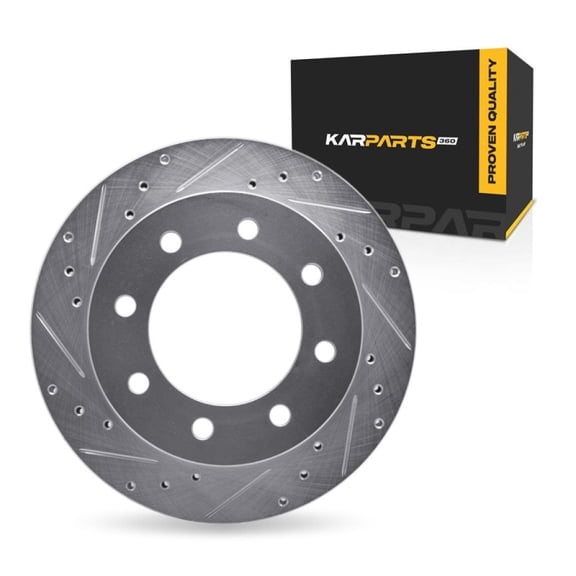 KarParts360 For Chevy Avalanche 2500 2003 2004 2005 2006 Brake Rotor Rear, Driver Side | Cast Iron | Vented | Silver Finish | 27 Millimeters/1.06 Inches Discard Thickness | 8 Stud/Lug Hole