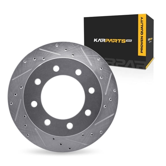 KarParts360 For Chevy Avalanche 2500 2003 2004 2005 2006 Brake Rotor Rear, Passenger Side | Cast Iron | Vented | Silver Finish | 27 Millimeters/1.06 Inches Discard Thickness | 8 Stud/Lug Hole