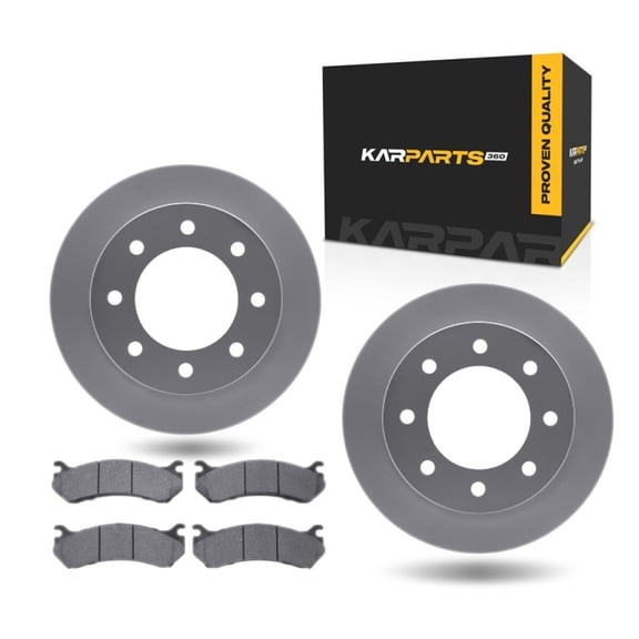 KarParts360 For Chevy Avalanche 2500 2003 2004 2005 2006 Disc Brake Set | Rear | Cast Iron Rotor Material | Plain Rotor Style | 5000 Advanced Series Ceramic Pads | With Brake Pads