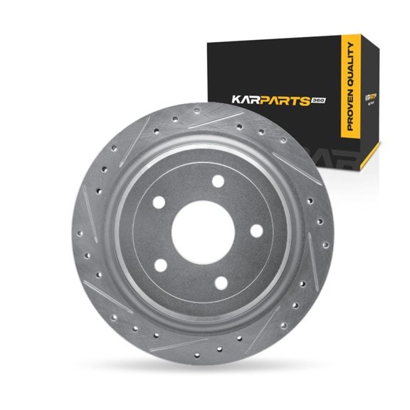 KarParts360 For Chevy Corvette 1997-2013 Brake Rotor Rear, Driver Side | Cast Iron | Vented | Silver Finish | 24 Millimeters/0.94 Inches Discard Thickness | 5 Stud/Lug Hole