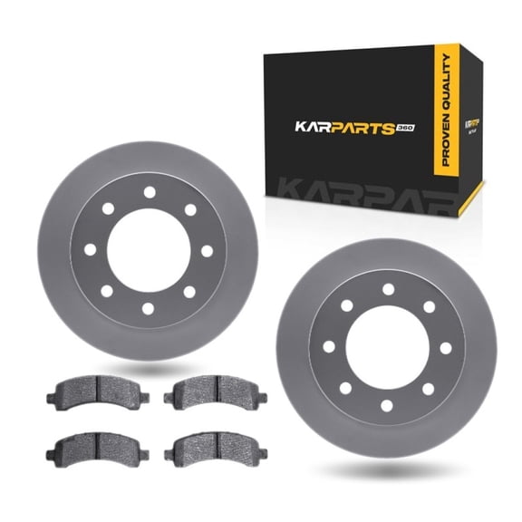 KarParts360 For Chevy Express 3500 2013 14 15 16 2017 Disc Brake Set | Rear | Plain Rotor Style | Cast Iron Rotor Material | 5000 Advanced Series Ceramic Pads | With Brake Pads