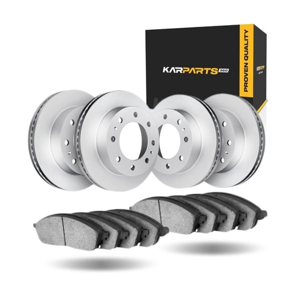 KarParts360 For Chevy Express 3500 2013-2020 Brake Rotor Set Front And Rear | Vented | Cast Iron | Excluded Calipers | Commercial / Fleet Duty Driving Style | Plain Rotor Style