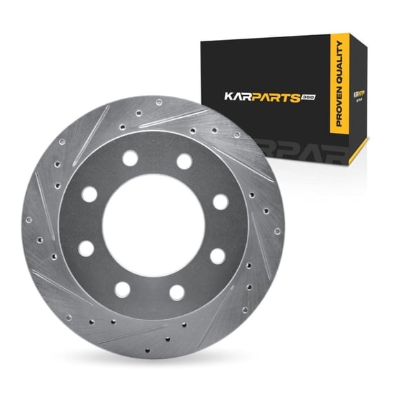 KarParts360 For Chevy Express 3500 2013-2025 Brake Rotor Rear, Driver Side | Cast Iron | Vented | Silver Finish | 26.5 Millimeters/1.04 Inches Discard Thickness | 8 Stud/Lug Hole