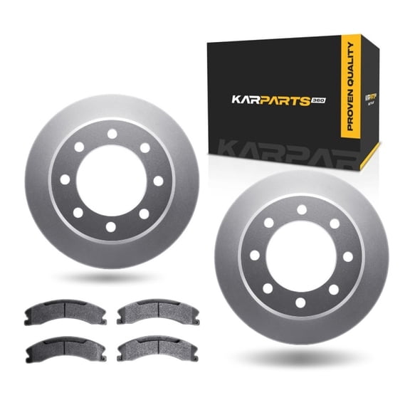 KarParts360 For Chevy Express 3500/Express 4500 2018 2019 2020 Disc Brake Set | Rear | Cast Iron Rotor Material | Plain Rotor Style | 5000 Advanced Series Ceramic Pads | With Brake Pads