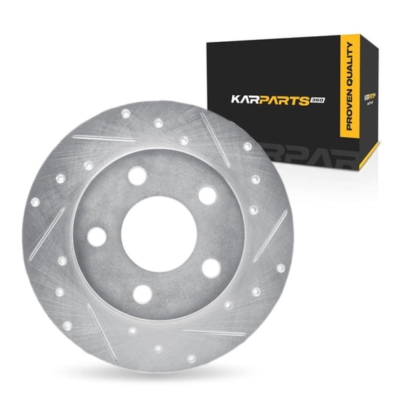 KarParts360 For Chevy Impala 2011 12 13 14 15 2016 Brake Rotor Rear, Passenger Side | Cast Iron | Solid | Silver Finish | 12.5 Millimeters/0.49 Inches Discard Thickness | 5 Stud/Lug Hole