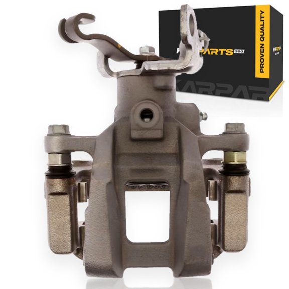 KarParts360 For Chevy Malibu 2016 17 18 19 20 2021 Disc Brake Caliper Assembly Rear Driver Side | Steel Piston | Silver | Floating Caliper | Straight Inlet Fitting | 40.00 Core Charge | 1 Piston