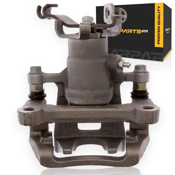 KarParts360 For Chevy Malibu 2016 17 18 19 20 2021 Disc Brake Caliper Assembly Rear, Passenger Side | Steel Piston | Silver | Floating Caliper | Straight Inlet Fitting | 40.00 Core Charge | 1 Piston
