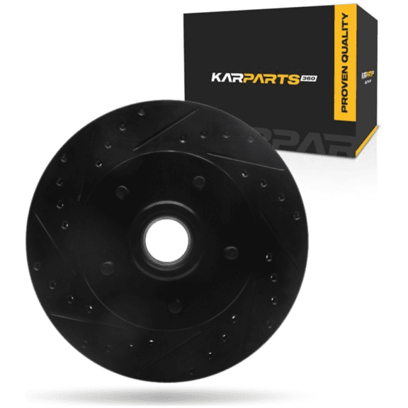 KarParts360 For Chevy R1500 Suburban 1990 1991 Brake Rotor Front, Driver Side | Cast Iron | Vented | Black Finish | Drilled And Slotted Style | 30.86 Millimeters/1.21 Inches Discard Thickness