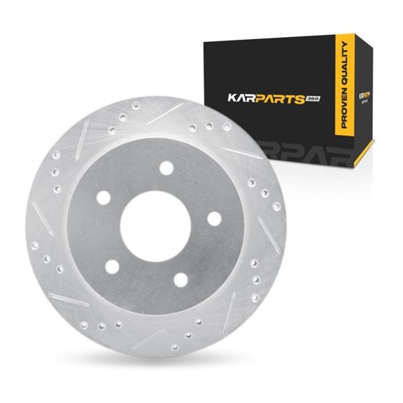 KarParts360 For Chevy S10 1998 99 00 01 02 2003 Brake Rotor Rear, Driver Side | Cast Iron | Vented | Silver Finish | 18.5 Millimeters/0.73 Inches Discard Thickness | 5 Stud/Lug Hole