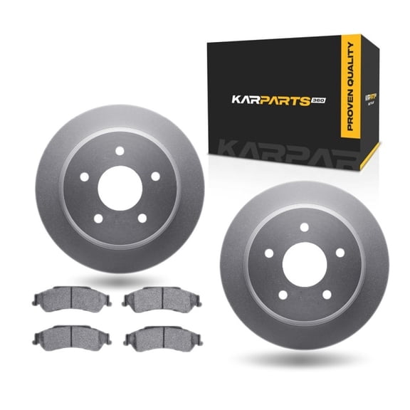 KarParts360 For Chevy S10 1998 99 00 01 02 2003 Disc Brake Set | Rear | Cast Iron Rotor Material | Plain Rotor Style | 5000 Advanced Series Ceramic Pads | With Brake Pads