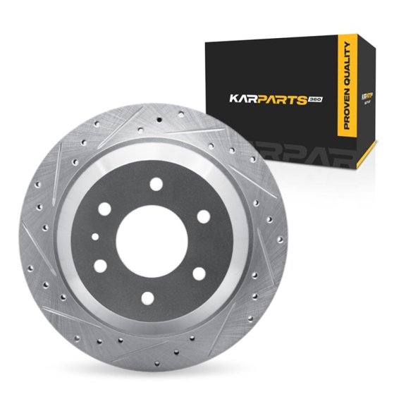 KarParts360 For Chevy SSR 2003 2004 2005 2006 Brake Rotor Rear, Driver Side | Cast Iron | Vented | Silver Finish | 18.5 Millimeters/0.73 Inches Discard Thickness | 6 Stud/Lug Hole