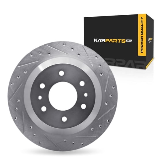 KarParts360 For Chevy SSR 2003 2004 2005 2006 Brake Rotor Rear, Passenger Side | Cast Iron | Vented | Silver Finish | 18.5 Millimeters/0.73 Inches Discard Thickness | 6 Stud/Lug Hole