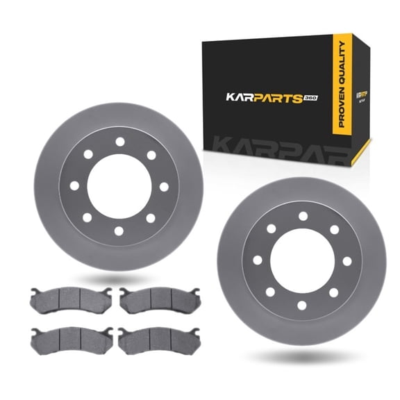 KarParts360 For Chevy Silverado 1500 HD 2005 2006 Disc Brake Set | Rear | Cast Iron Rotor Material | Plain Rotor Style | 5000 Advanced Series | Ceramic Pads | With Brake Pads