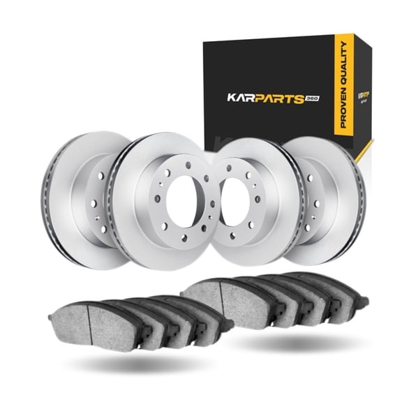 KarParts360 For Chevy Silverado 3500 2004 2005 2006 Brake Rotor Set Front And Rear | Cast Iron | Vented | Excluded Calipers | Commercial / Fleet Duty Driving Style | Plain Rotor Style
