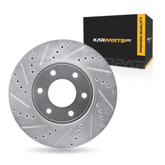KarParts360 For Chevy Trailblazer 2006 2007 2008 2009 Brake Rotor Front, Driver Side | Cast Iron | Vented | Silver Finish | 6 Stud/Lug Hole | 27.5 Millimeters/1.08 Inches Discard Thickness