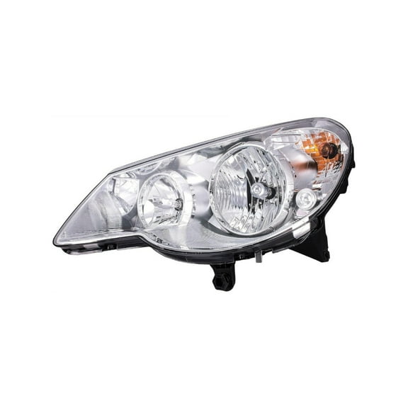 KarParts360 For Chrysler Sebring 2007 2008 Headlight Driver Side | Amber And Clear Lens | Plastic Material | 12.8 Volts Direct Current | With Bulbs | Replacement For 5303747AD, 5303747AE