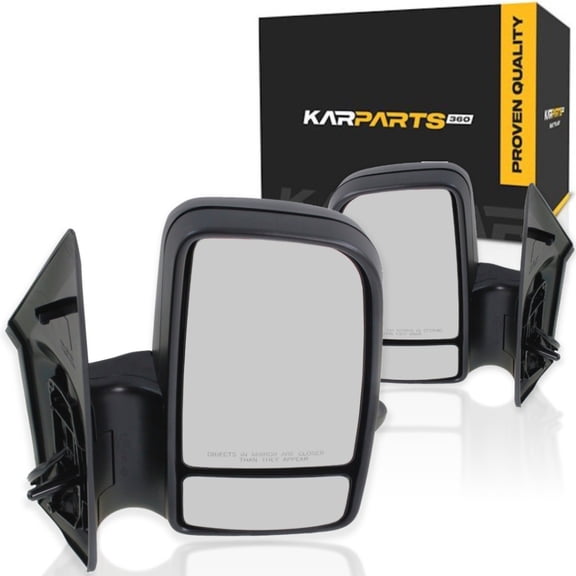KarParts360 For Dodge Sprinter 3500/2500 2006 2007 2008 2009 Door Mirrors Driver And Passenger Side | Pair | Heated | Power | Textured Black | With Signal Light | Manual Fold | Non-Towing