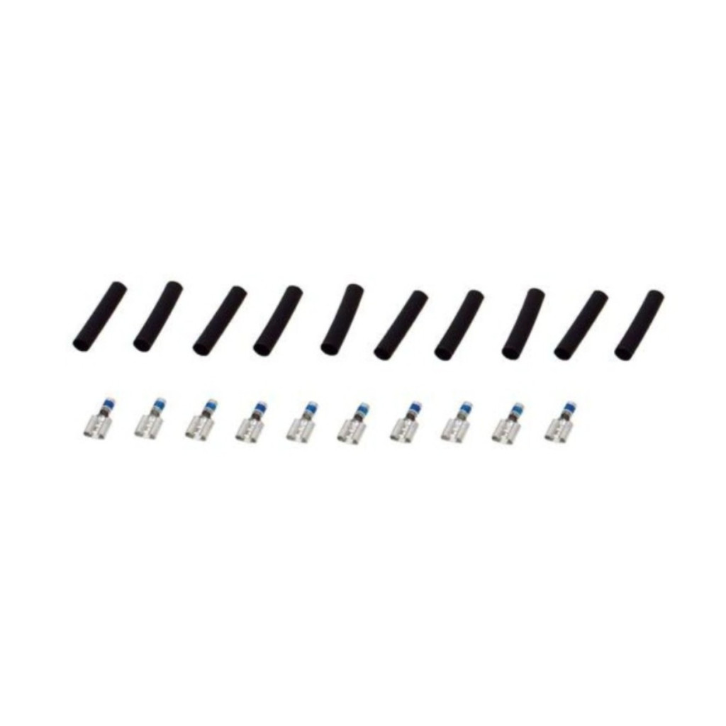 KarParts360 Female Disconnect Terminal | 10 Pieces | Nylon/Steel Material | Black/Silver/Blue | 1.18 Inches Connector Length | With 10 Heat Shrink