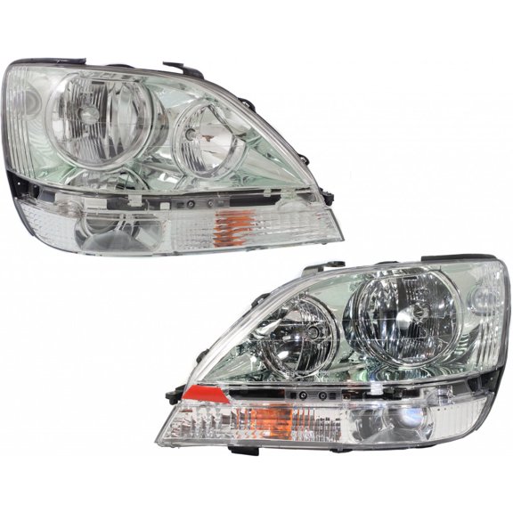 KarParts360 For 2001 2002 2003 Lexus RX300 Headlight Assembly Pair Driver and Passenger Side w/ Bulbs For LX2502104 LX2503104