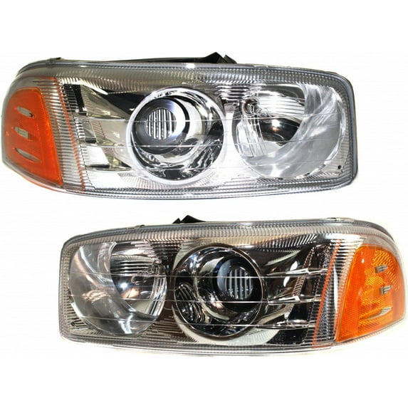 KarParts360 For 2007 GMC Sierra 1500 Classic Headlight Assembly Pair Driver and Passenger Side w/Bulbs CAPA Certified For GM2502214 GM2503214