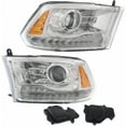 thumbnail image 1 of For Ram 1500 2016 2017 2018 Head Light Assembly Driver and Passenger Side Chrome w/Bulbs Replaces CH2502290 CAPA Certified CH2503290, 1 of 4