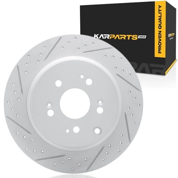 KarParts360 For Acura MDX 2007-2013 Brake Rotor Set Driver Side | Rear | Drilled and Slotted