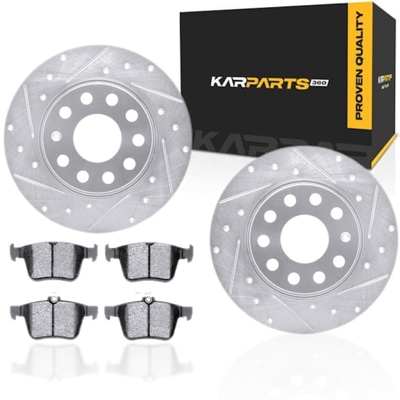 KarParts360 For Audi Q2 2018 2019 2020 2021 Rotor Set Rear | Cast Iron | Silver | Vented Rotor | Excluded Calipers