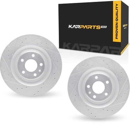 KarParts360 For Audi Q8/SQ8 e-tron Sportback 2024 Brake Rotors | Silver | Drilled And Slotted