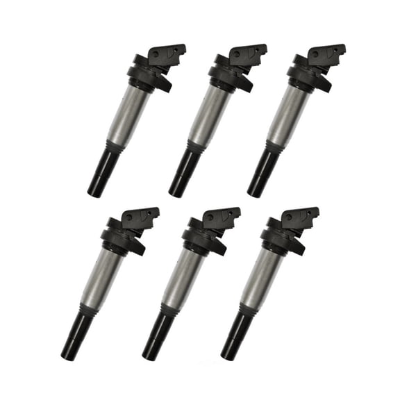 CarLights360 For BMW 320i 2002 2003 2004 2005 Ignition Coil Set | Black | Plug Connector | Coil on Plug Ignition | Push On Mount
