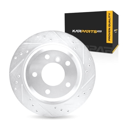 KarParts360 For BMW 325Ci/330Ci 2006 Brake Rotor Rear, Passenger Side | Cast Iron | Silver | Vented | Drilled And Slotted