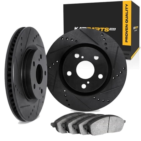 KarParts360 For BMW 430i Gran Coupe 2022 2023 2024 Brake Rotor Set | Cast Iron | Black | Vented Rotor | Drilled And Slotted