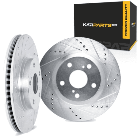 KarParts360 For BMW M850i xDrive/X5/X7 2019-2025 Brake Rotor Set Front | Cast Iron | Silver | Vented Rotor | Drilled and Slotted