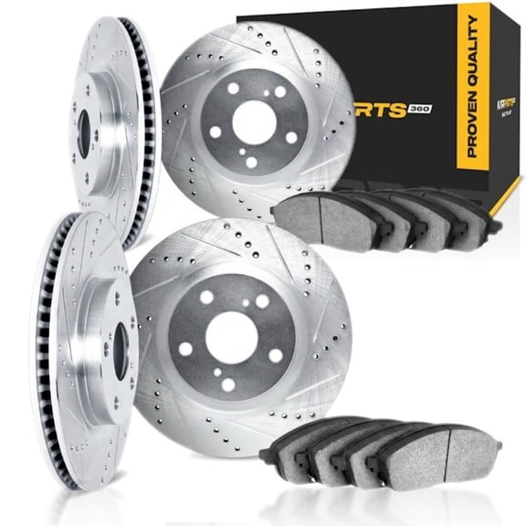KarParts360 For BMW X3 2020 21 22 23 2024 Brake Rotor Set Front And Rear | Cast Iron | Silver | Vented | Excluded Calipers