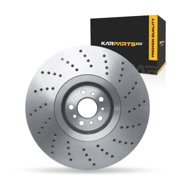 KarParts360 For BMW X3/X4 2020 21 22 23 24 2025 Disc Brake Rotor Driver Side | Front | Drilled Style | 395 Millimeters/15.55 Inches Outside Diameter