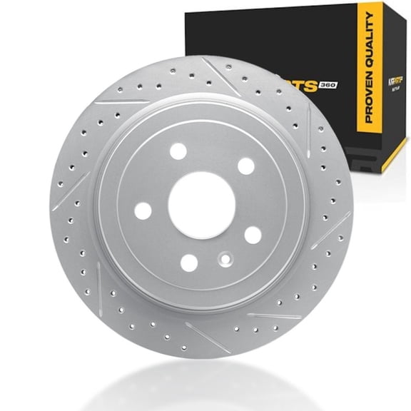 KarParts360 For Cadillac CTS 2008-2019 Brake Rotor Rear | Drilled and Slotted | 67.4 millimeters / 2.65 inches Center Hole Diameter