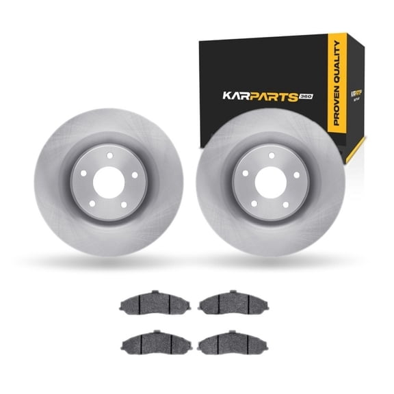 KarParts360 For Chevy Corvette 2005 06 07 08 2009 Brake Rotor Set Front | Cast Iron | Excluded Calipers | Vented | Plain Rotor Style