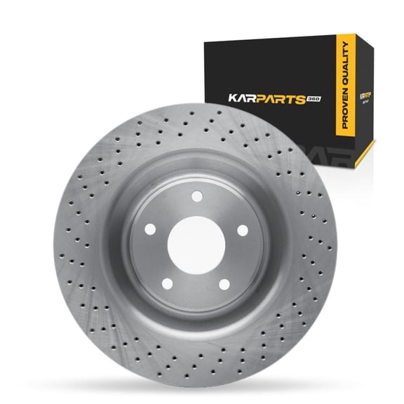 KarParts360 For Chevy Corvette 2006-2013 Disc Brake Rotor | Front | Drilled Style | 355 Millimeters/13.98 Inches Outside Diameter | 5 Stud/Lug Hole