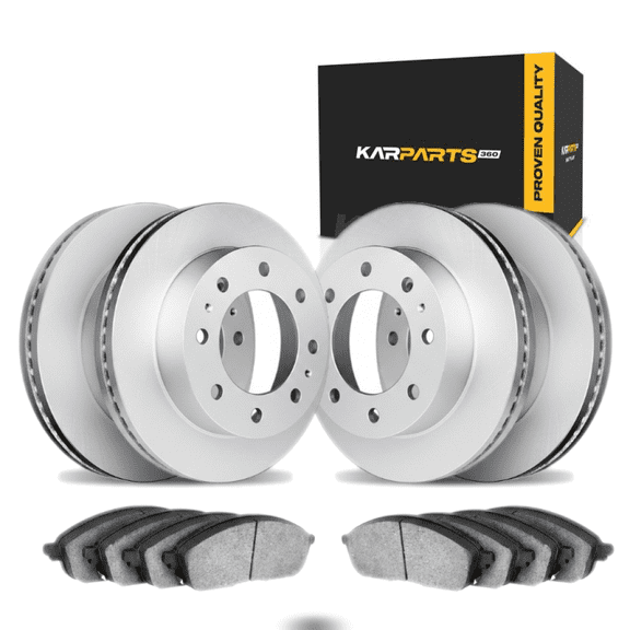 KarParts360 For Chevy Express 3500/2500 Brake Set 2003-2017 | Front and Rear | Plain Rotor | Cast Iron