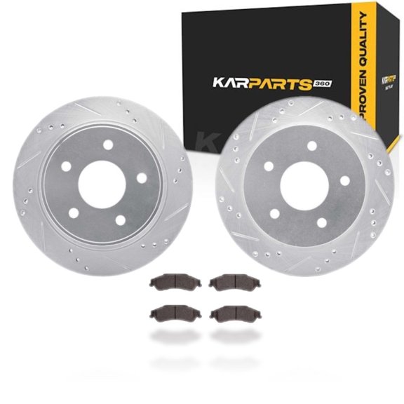 KarParts360 For Chevy S10 1998 99 00 01 02 2003 Rotor Set | Silver | Series: 5000 Advanced | Drilled and Slotted