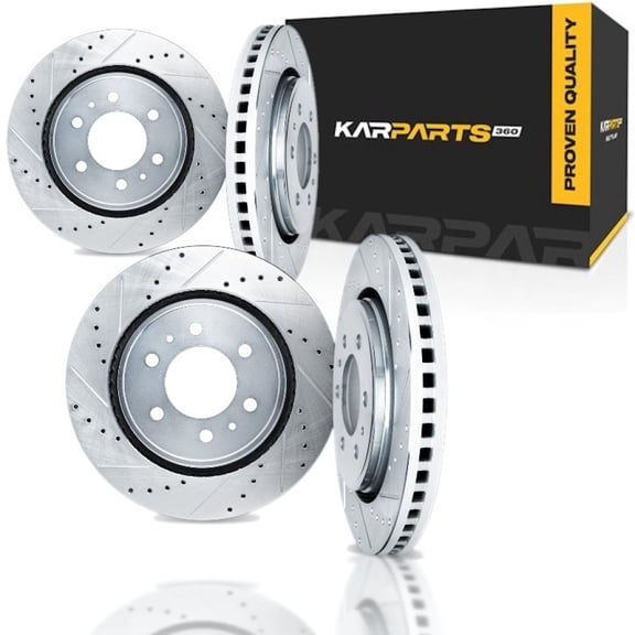 KarParts360 For Chevy SSR 2003 2004 2005 Brake Rotor Set | Silver | Drilled And Slotted