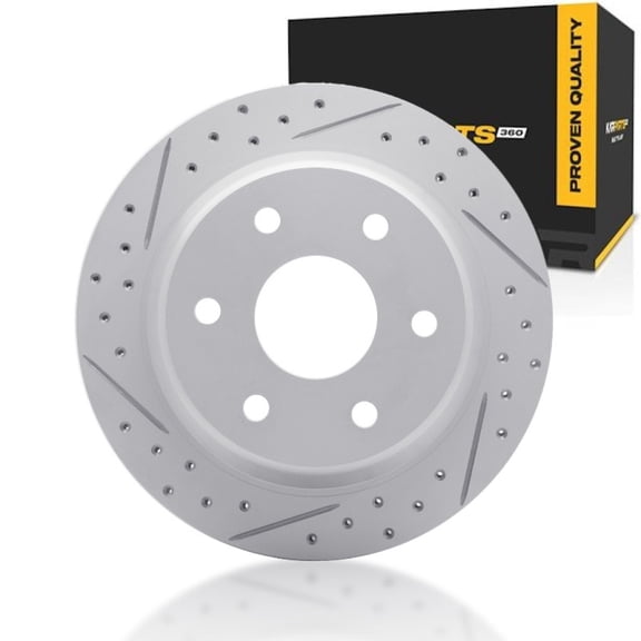 KarParts360 For Chevy Silverado 1500 1999-2006 Brake Rotor Rear | Drilled and Slotted | 78.7 millimeters / 3.10 inches Center Hole Diameter