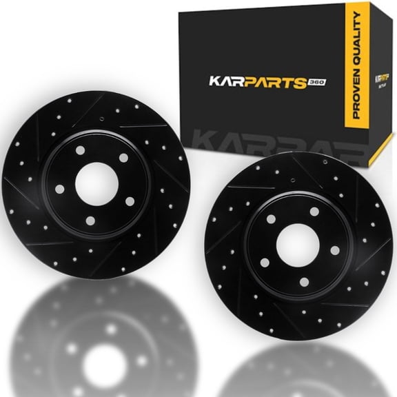 KarParts360 For Chrysler Town And Country 2012 13 14 15 2016 Rotor Set Rear | Drilled And Slotted | Black