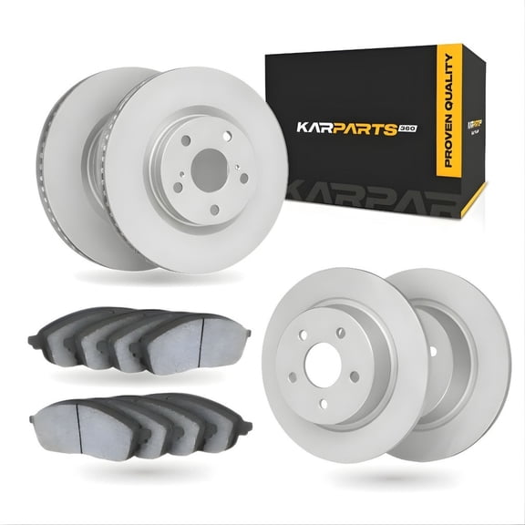 KarParts360 For Dodge Grand Caravan 2012 13 14 15 2016 Disc Brake Set | Front and Rear | Plain Rotor Style | With Brake Pads | Excluded Calipers