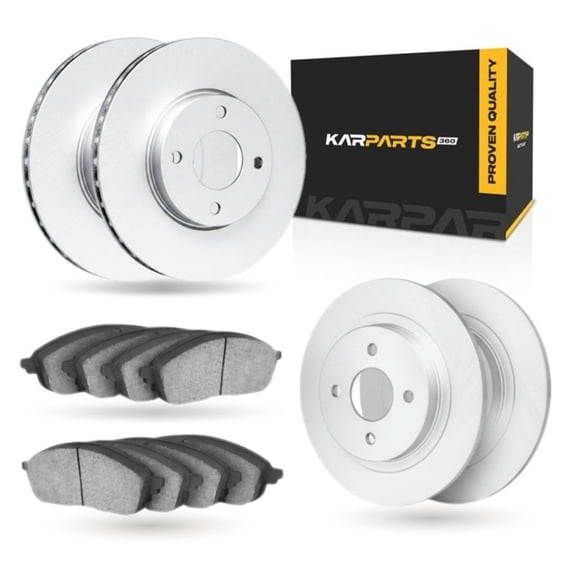 KarParts360 For Fiat 124 Spider 2017 2018 2019 2020 Disc Brake Set | Front and Rear | Excluded Calipers | Plain Rotor Style | With Brake Pads